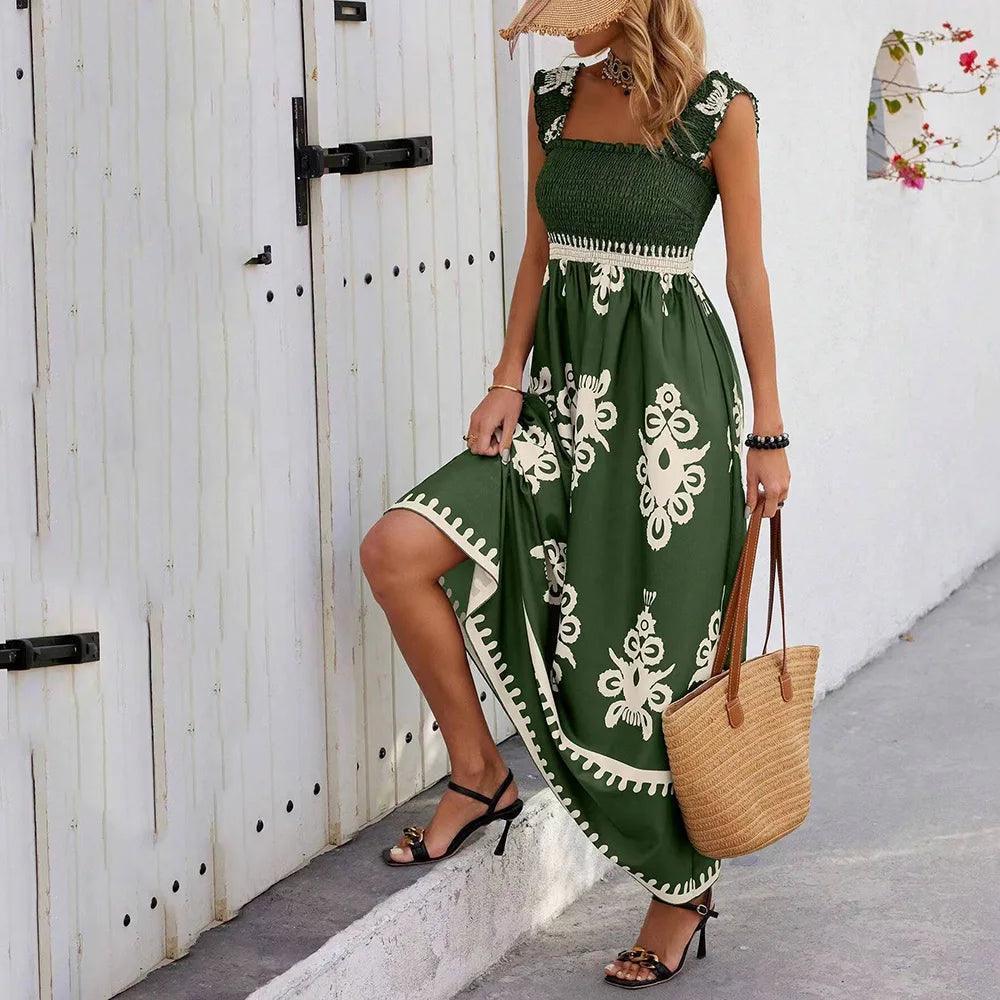 Vestido Mykonos Beach™ com Estampas Barrocas e Caimento Impecável / A Elegância das Praias Gregas com o Conforto de um Look Descontraído!