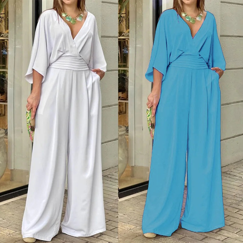 Macacão Bellavie™ com Modelagem Pantalona Fluida e Cintura Marcada