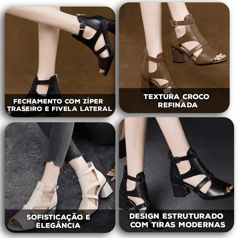 Sandália Khalifa™ com Salto Bloco e Visual Refinado / O Essencial Sofisticado que te Acompanha!