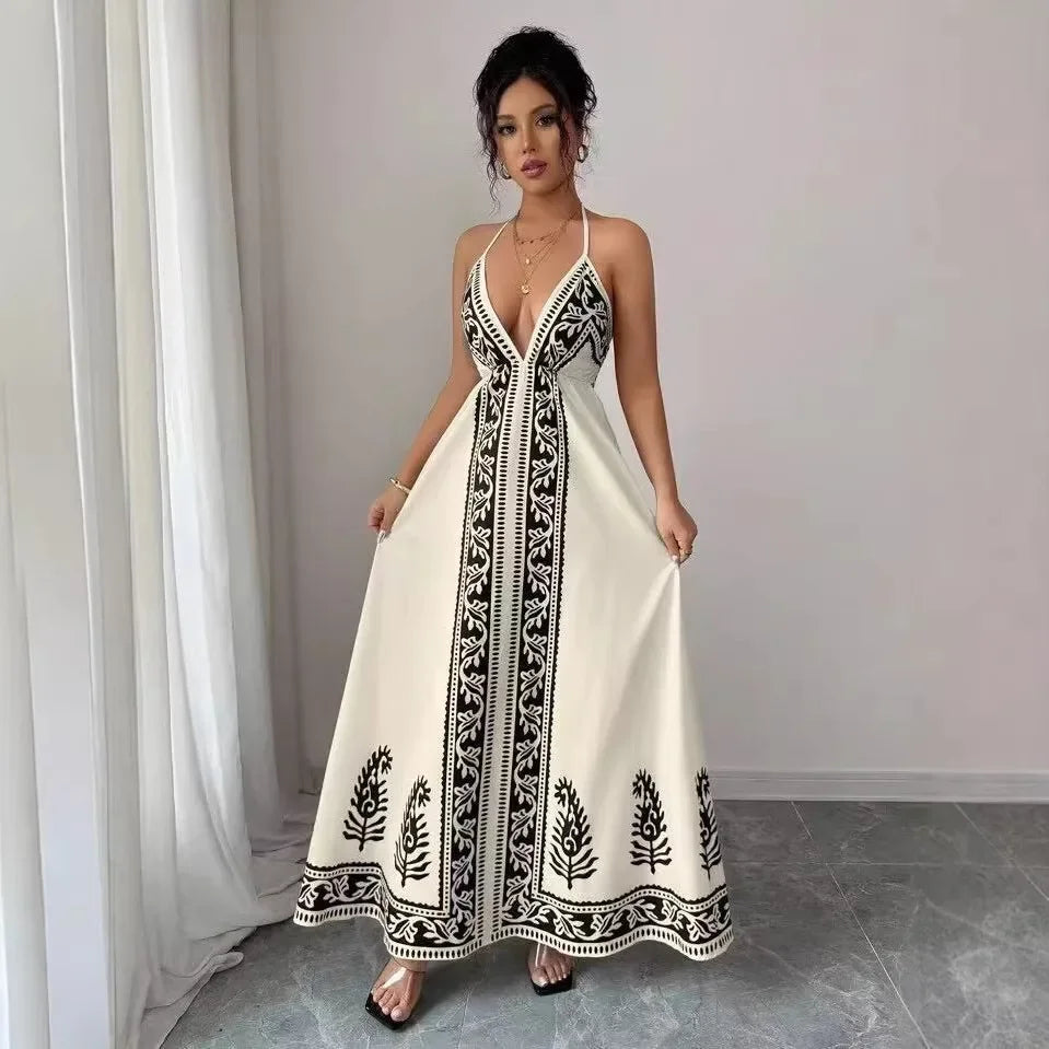 Vestido Bellamara™ com Caimento Amplo e Estética Mediterrânea