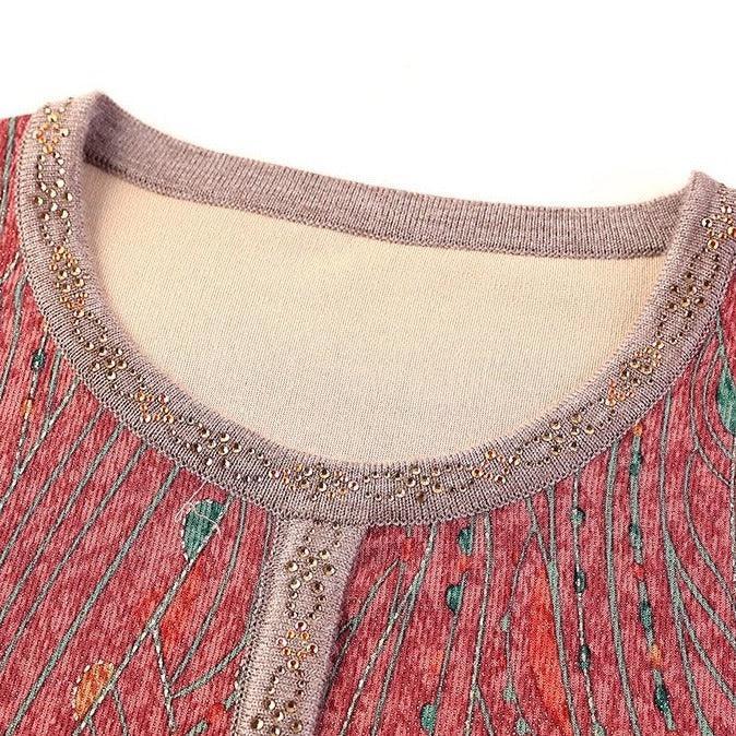 Blusa Manga Longa Flor de Liz™ com Detalhes em Strass e Tecido em Algodão / A Campeã de Elogios do Outono Inverno 2024!