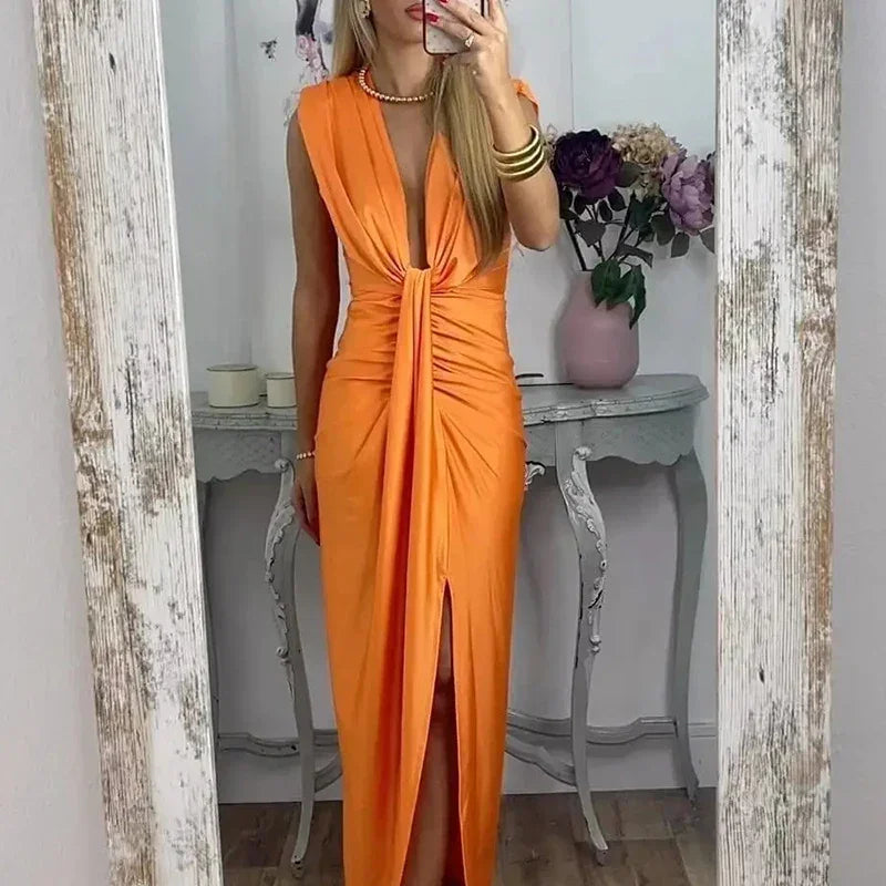 Vestido Kaelis™ com Design Refinado e Drapeado Moderno