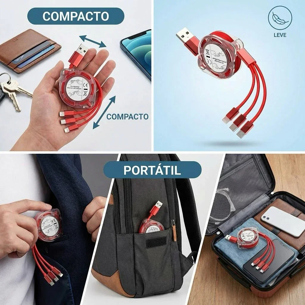 Cabo USB Retrátil 3 em 1 com Carregamento Rápido – Modern Lar™