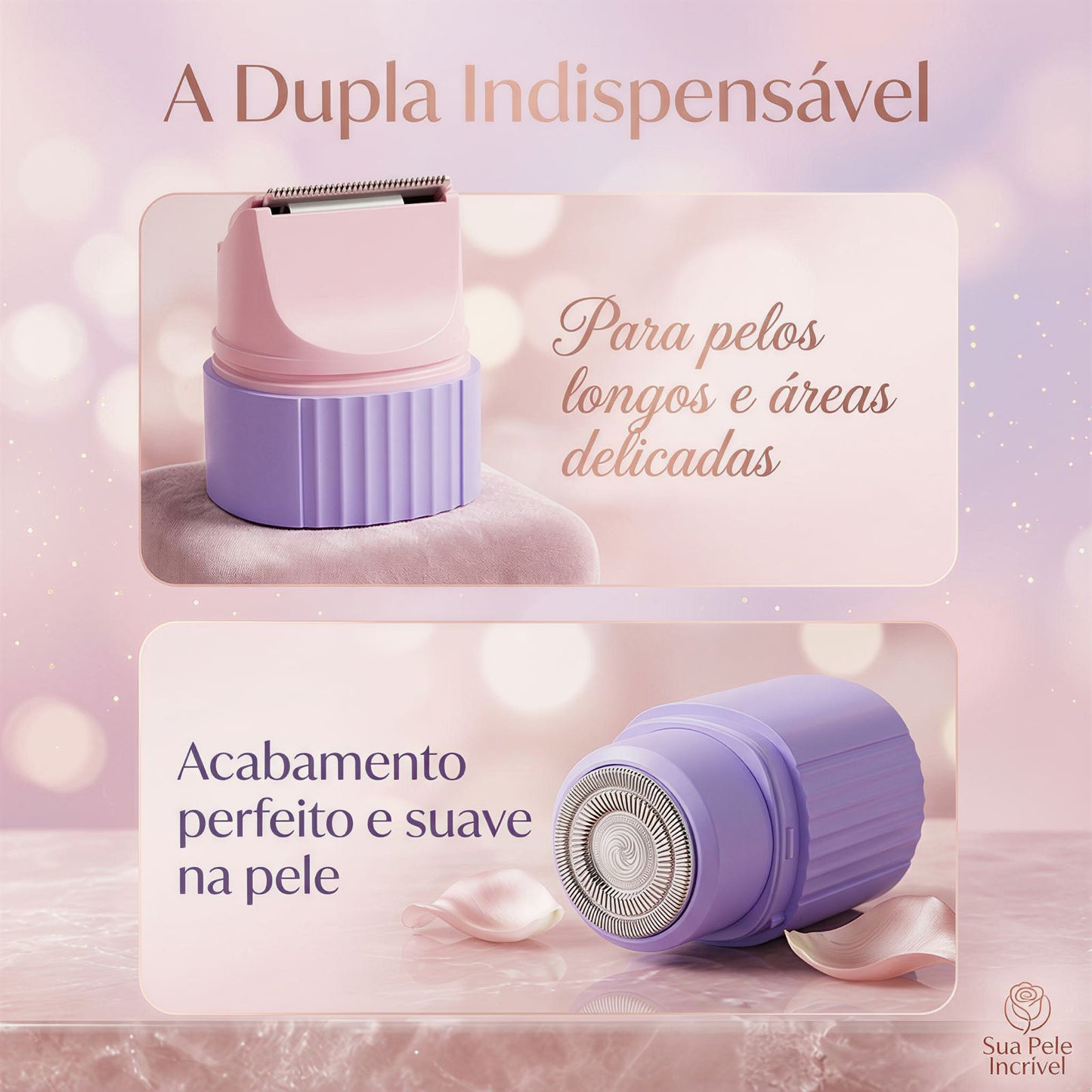Depilador Feminino BellaSkin™ 2 em 1 com Acabamento Suave e Sem Irritação