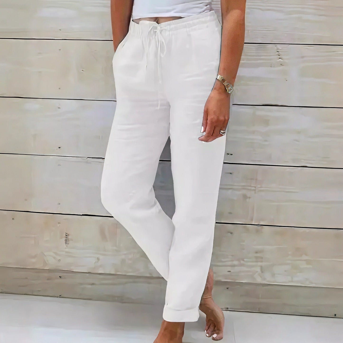 Calça Norah™ em Linho de Algodão com Cintura Ajustável