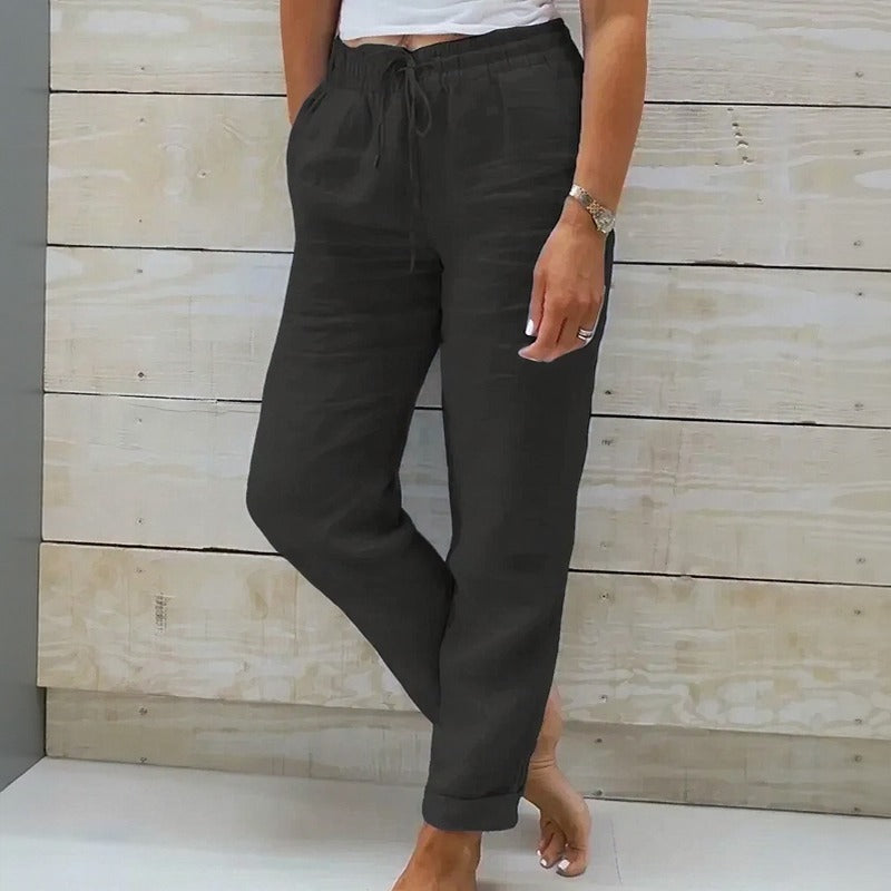 Calça Cagliari™ em Linho de Algodão e Cós Ajustável