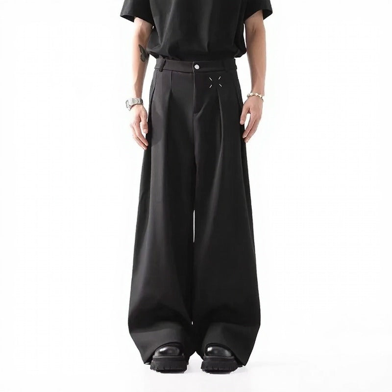 Calça Kronos™ Em Alfaiataria Wide Leg com Estética Streetwear Premium