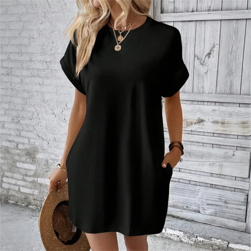 Vestido Valentine™ com Caimento Fluido e Mangas Dobradas