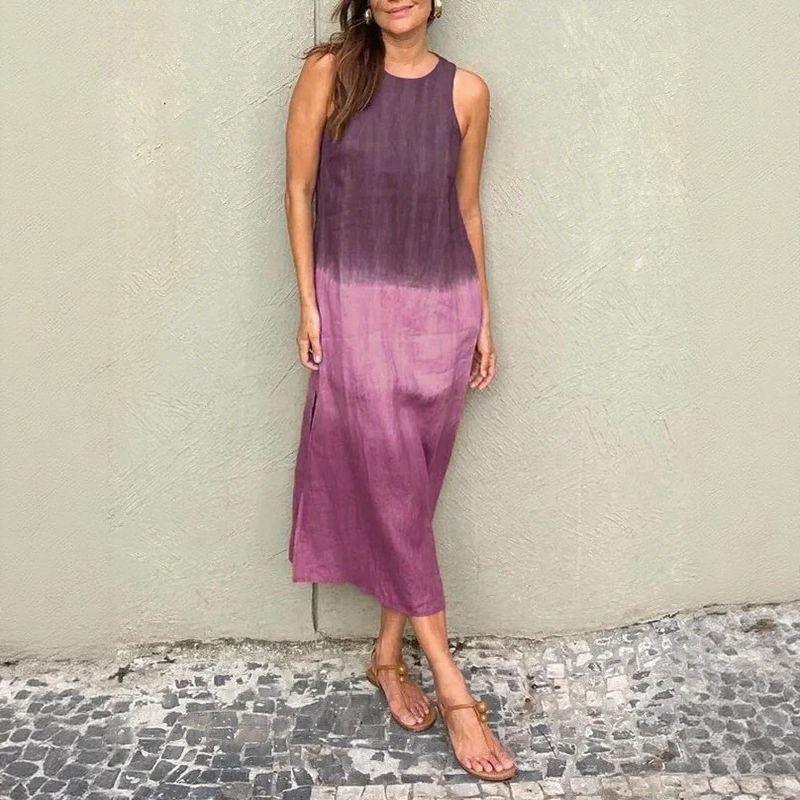 Vestido Siena™ em Linho de Algodão com Efeito Degradê