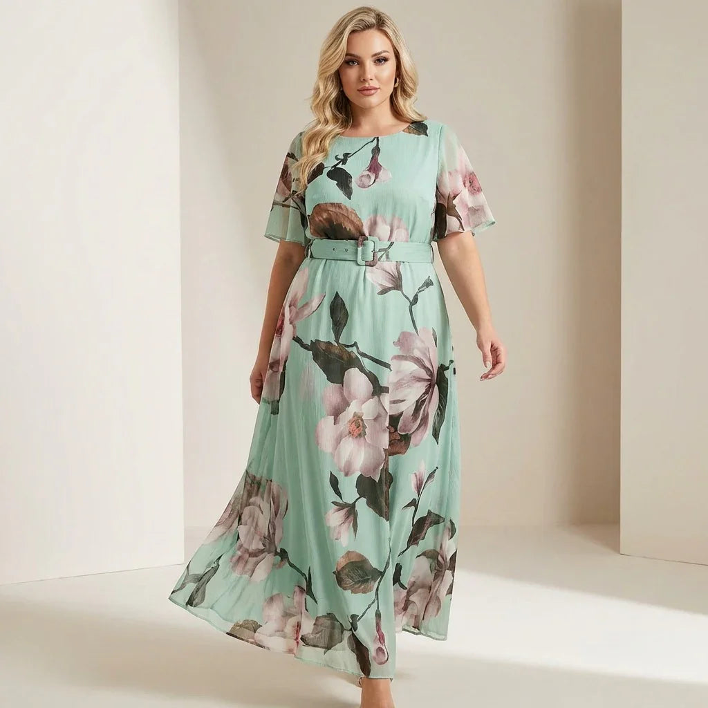 Vestido Longo Classique™ em Viscose Premium com Cinto Embutido