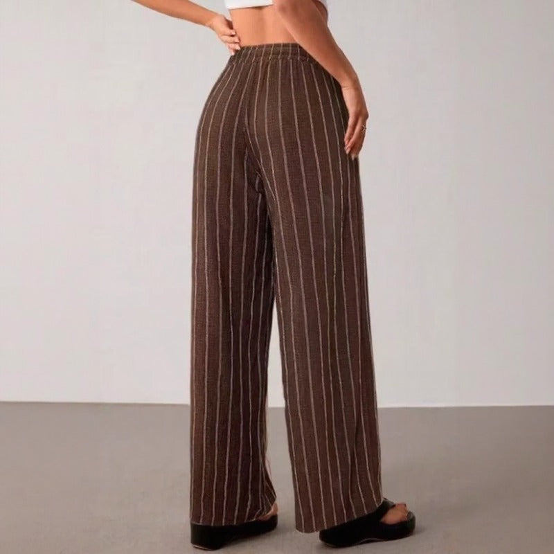 Calça Zirelle™ com Listras Elegantes e Conforto Inteligente