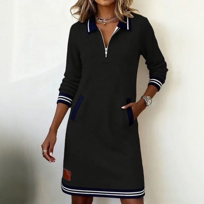 Vestido Navelle™ com Gola Polo e Elegância Descomplicada