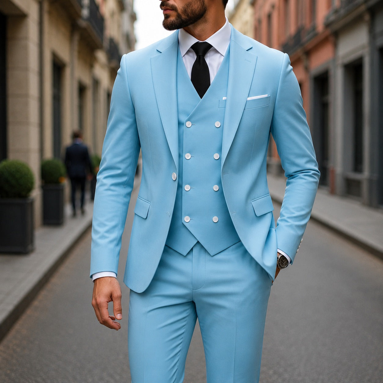 Terno Montevic™ com Colete Transpassado, Blazer Estruturado e Corte Slim / Presença Impecável Para Ocasiões Especiais.