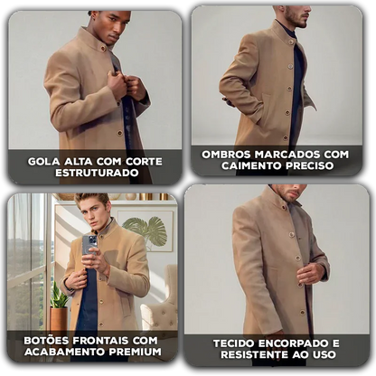 Casaco Vittorio Saville™ com Gola Alta e Estrutura de Alfaiataria / Imponência e Estilo Refinado em Todos os Detalhes!