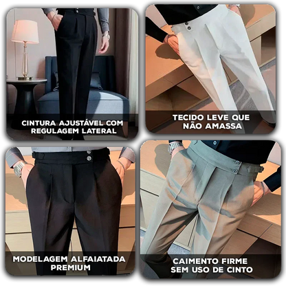 Calça Lorde Urbano™ em Alfaiataria Premium com Regulagem Lateral / Estilo Sério e Impecável para Homens de Presença!