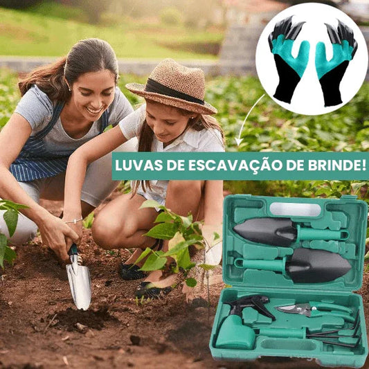 Kit para Jardinagem Avançada com Maleta + Luvas de Escavação de Brinde!