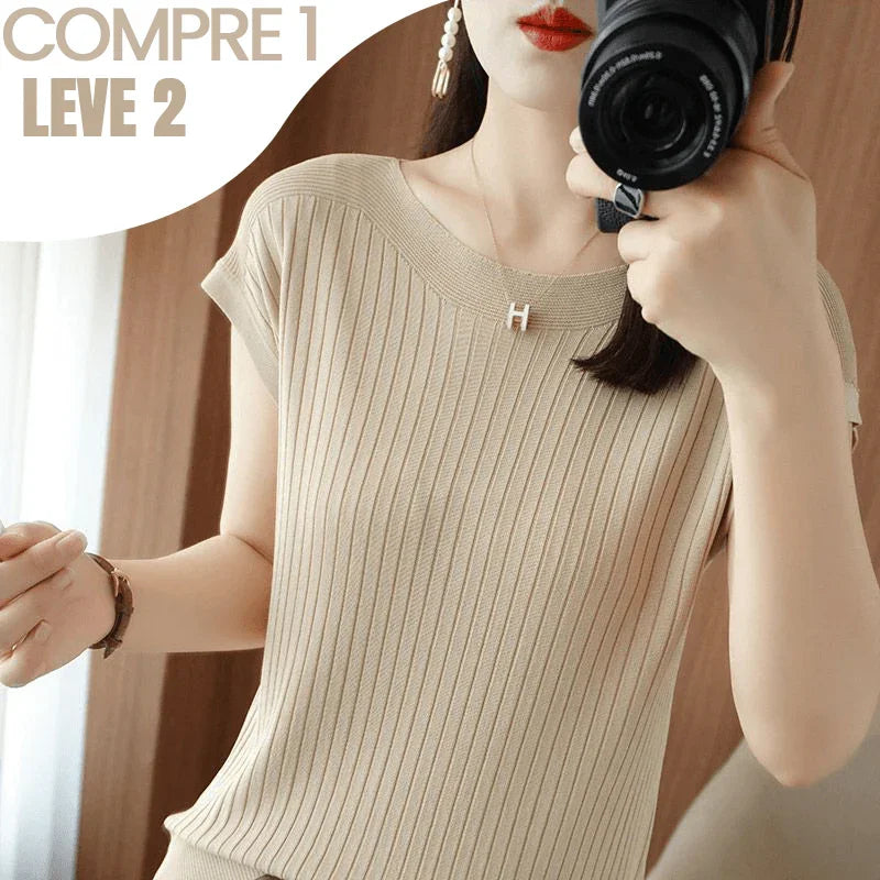 (Promoção Compre 1, Leve 2) Blusinhas Liana em Malha Viscoelástica / As mais Leves, Frescas e Chiques para o Verão!