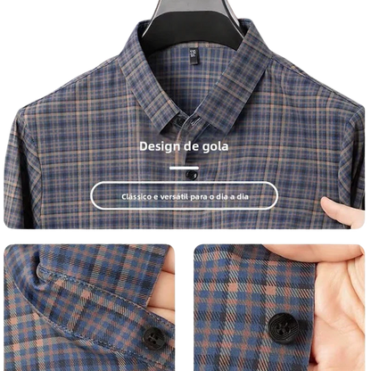 Camisa Xadrez Dorian™ em Seda Gelada Antissuor / Conforto Atemporal com Presença Marcante!