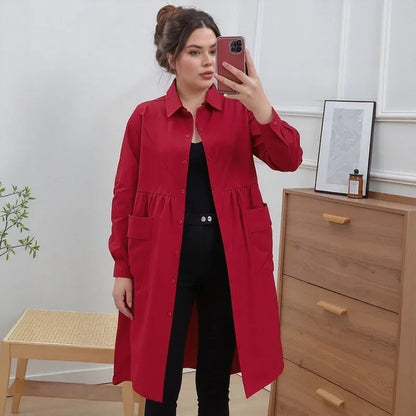 Casaco Maelis™ em Sarja Impermeável com Corte Chemise e Bolsos Frontais / Para Mulheres que Valorizam o Essencial com Estilo