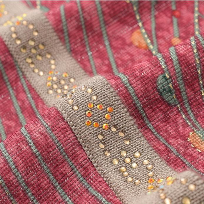 Blusa Manga Longa Flor de Liz™ com Detalhes em Strass e Tecido em Algodão / A Campeã de Elogios do Outono Inverno 2024!