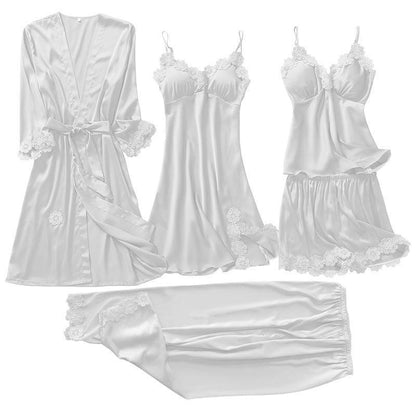 Conjunto SweetDream com 5 Peças em Cetim de Seda / O Conjunto da Mulher Bela & Sensual!