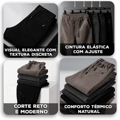 Calça Winston™ em Veludo Cotelê com Cintura Elástica / Um Esporte Fino Versátil com Conforto Térmico e Liberdade!
