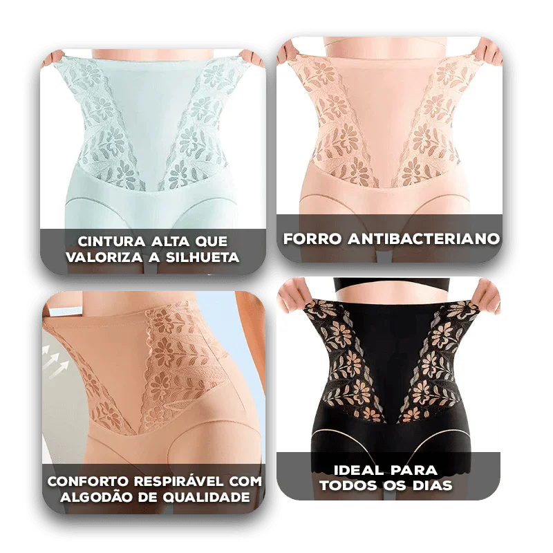 [COMPRE 3 E LEVE 5] Calcinha Angélica™ com Efeito Modelador e Tecido Antibacteriano / Dê um Fim ao Incômodo das Calcinhas que Marcam, Esquentam e Te Deixam Insegura!