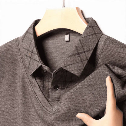 Camisa Harper™ com Design de Camada Dupla e Manga Xadrez / Modernidade e Estilo em Sintonia Perfeita