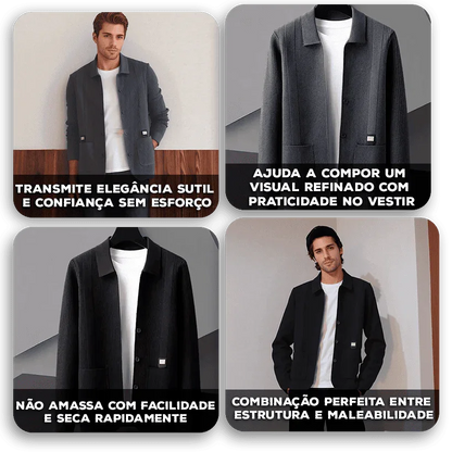 Cardigan Nolan™ em Tricô Texturizado com Acabamento Premium / Sofisticação Casual para os Dias Mais Frescos!
