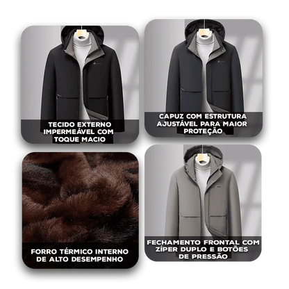Casaco Alaska Prime™ com Forro Térmico e Design Impermeável / Estilo e Proteção em Dias de Frio Intenso!