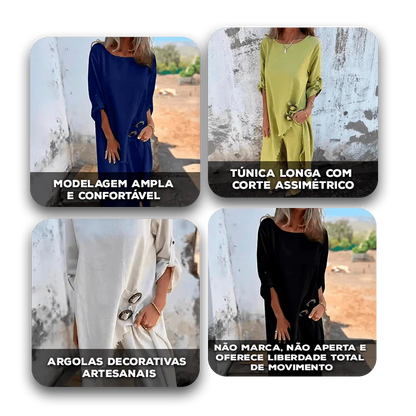Conjunto Essência™ em Viscose Leve com Design Assimétrico / Para Mulheres que Irradiam Leveza e Elegância Natural!