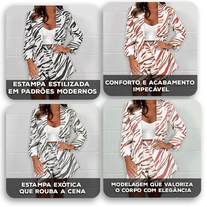Conjunto Kiara™ com Estampa Exótica e Modelagem Elegante / Ousadia e Sofisticação em Cada Detalhe!