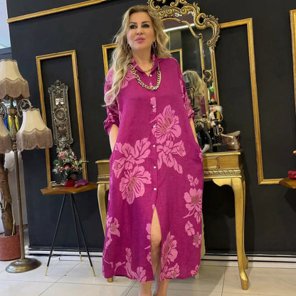 Vestido Blossom™ com Gola Polo e Estampa Floral Discreta / Redefina o Conforto com Estilo Atemporal e Elegância Impecável!