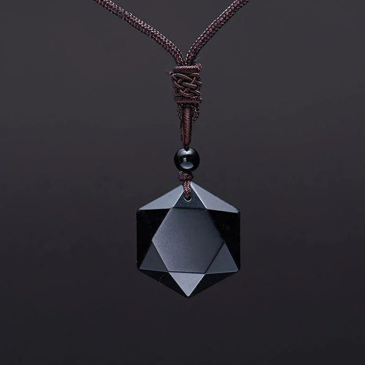AMULETO SAGRADO - OBSIDIANA NEGRA DO TIBET