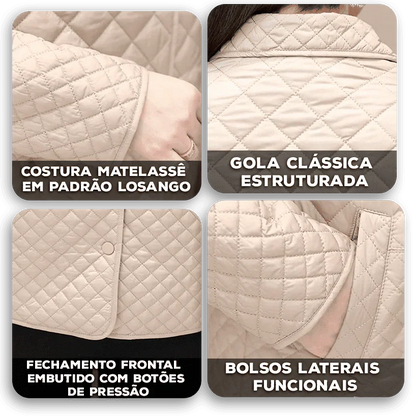 Jaqueta Diana™ em Matelassê com Algodão e Textura Acolchoada / Sofisticação e Leveza para o Seu Inverno Elegante!