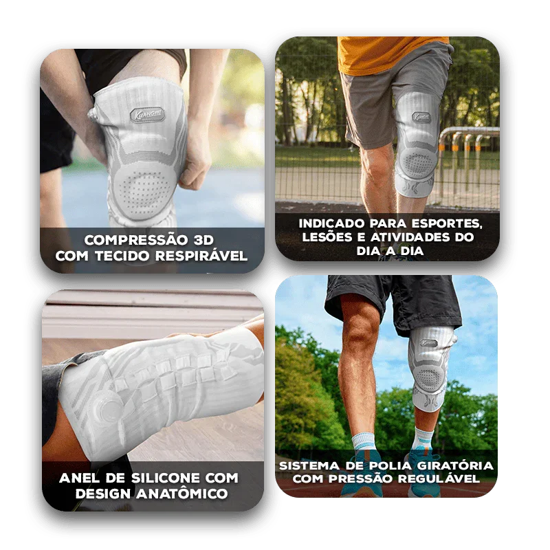 Joelheira Ortopédica Elite™ com Sistema de Polia Giratória /  Para Quem Não Abre Mão da Performance e do Bem-Estar!