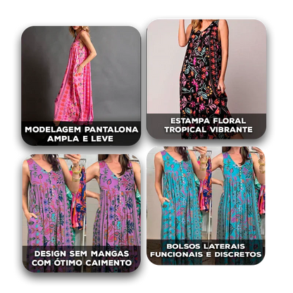 Macacão Jurema™ com Pantalona Ampla e Cores Vibrantes / O Toque de Leveza para Seus Dias Radiantes!