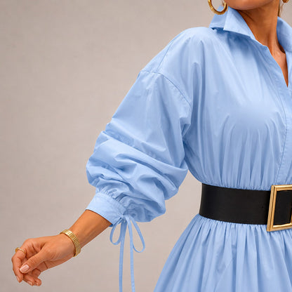 Vestido Midi Lorenne™ Com Modelagem Evasê e Saia em Camadas