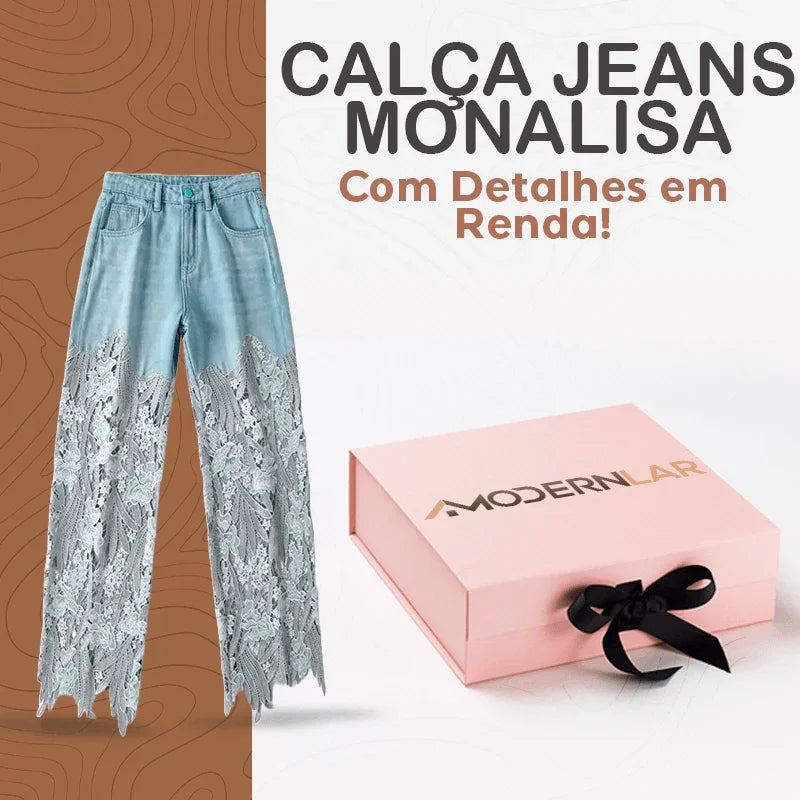 Calça Jeans Monalisa™ Com Detalhes em Renda / A Mais Soltinha e Fresca do Guarda-roupa!