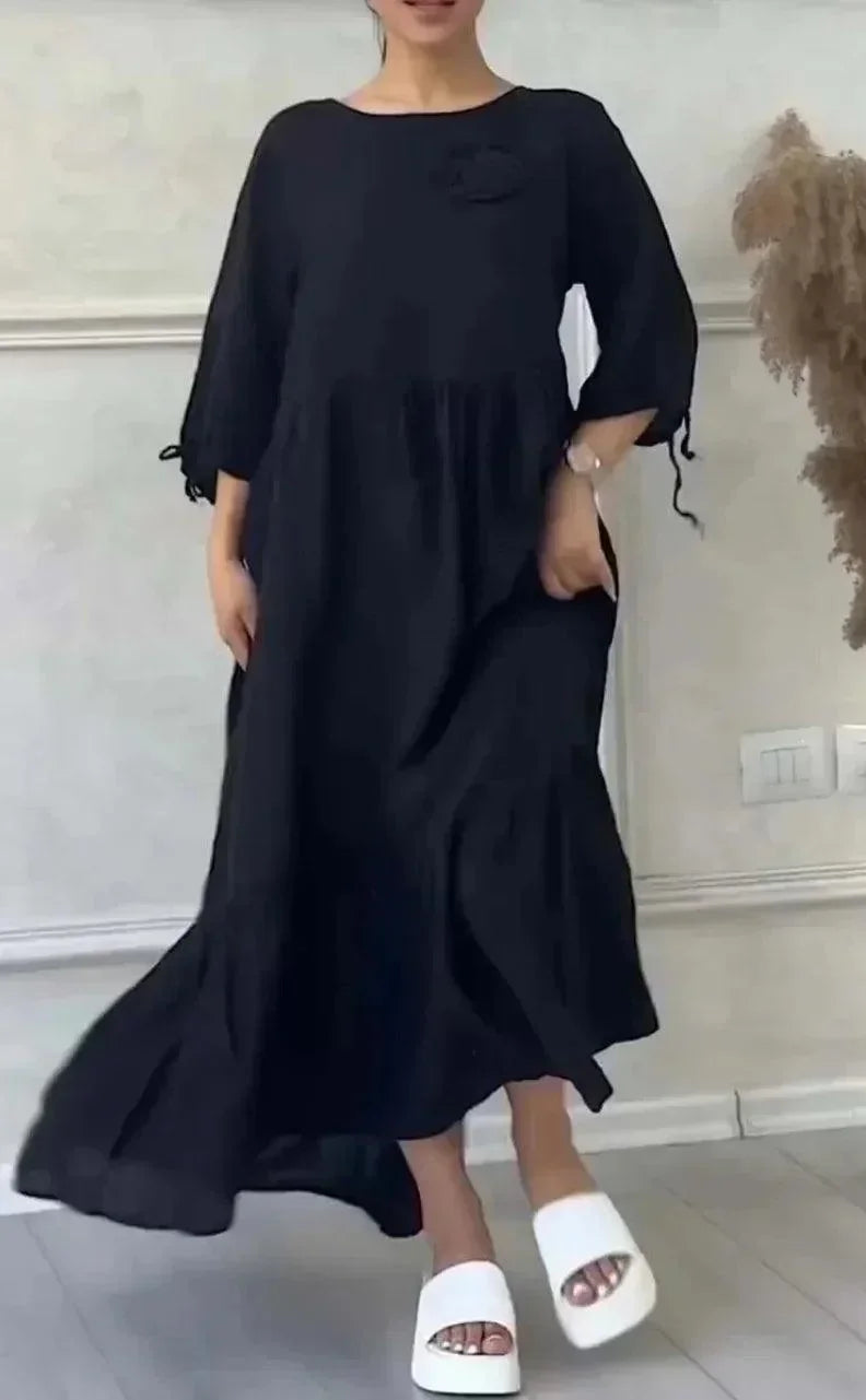 Vestido Florinda™ Em Linho de Algodão / Encante-se com a Suavidade, Liberdade e Conforto que Você Merece!