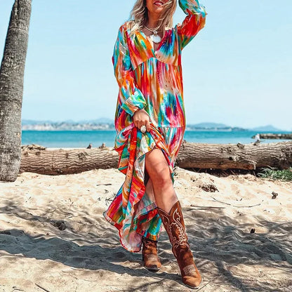 Vestido Lumaya™ com Estampa Artística e Movimento Livre