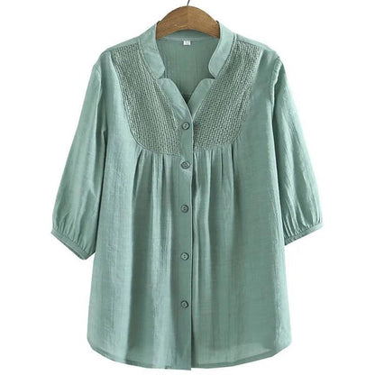 Camisa Feminina Julie™ com Manga 3/4 e Detalhe Renda -  Conforto, Elegância e Versatilidade para Todas as Ocasiões!
