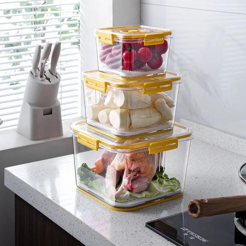 Organizadores de Geladeira FreshStack™ Recipientes modernos que mantém a qualidade de seu alimento!