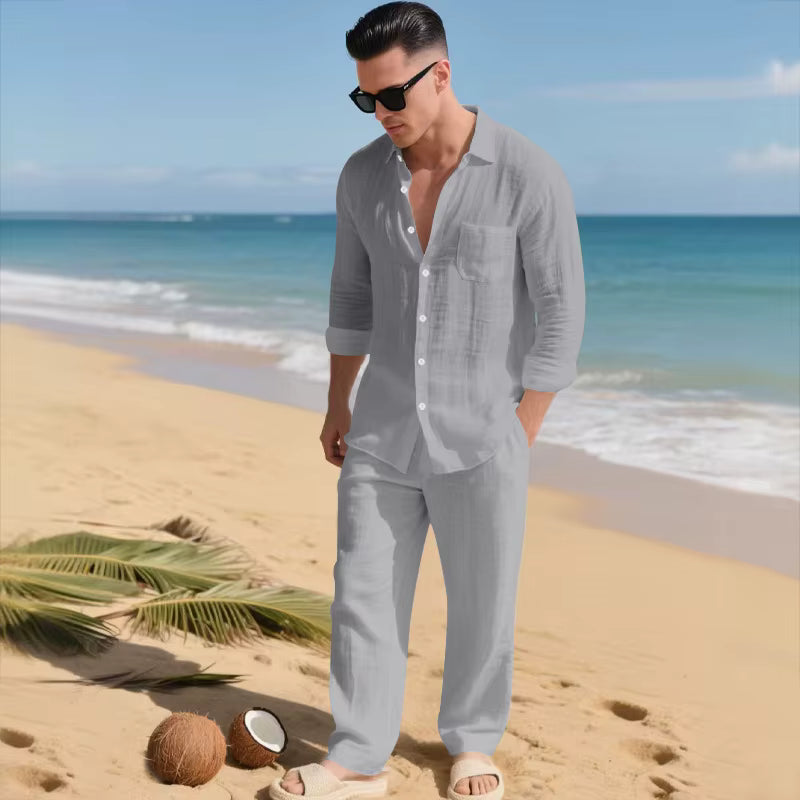 Conjunto Trancoso™ em Linho de Algodão com Design Sofisticado