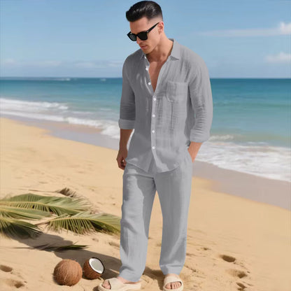 Conjunto Trancoso™ em Linho de Algodão com Design Sofisticado