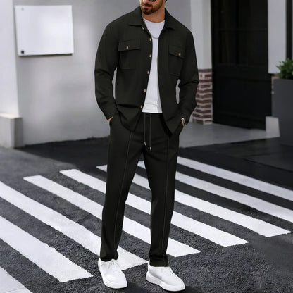 Conjunto Erik™ em Malha Texturizada Premium com Camisa Abotoada