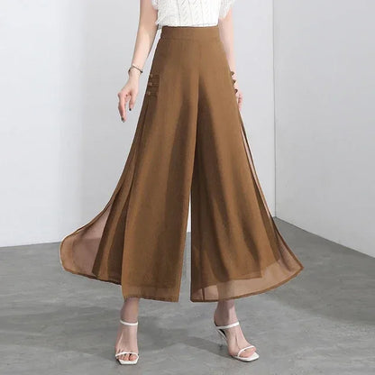 Calça Diva Natural™ Pantalona com Sobreposição Fluida