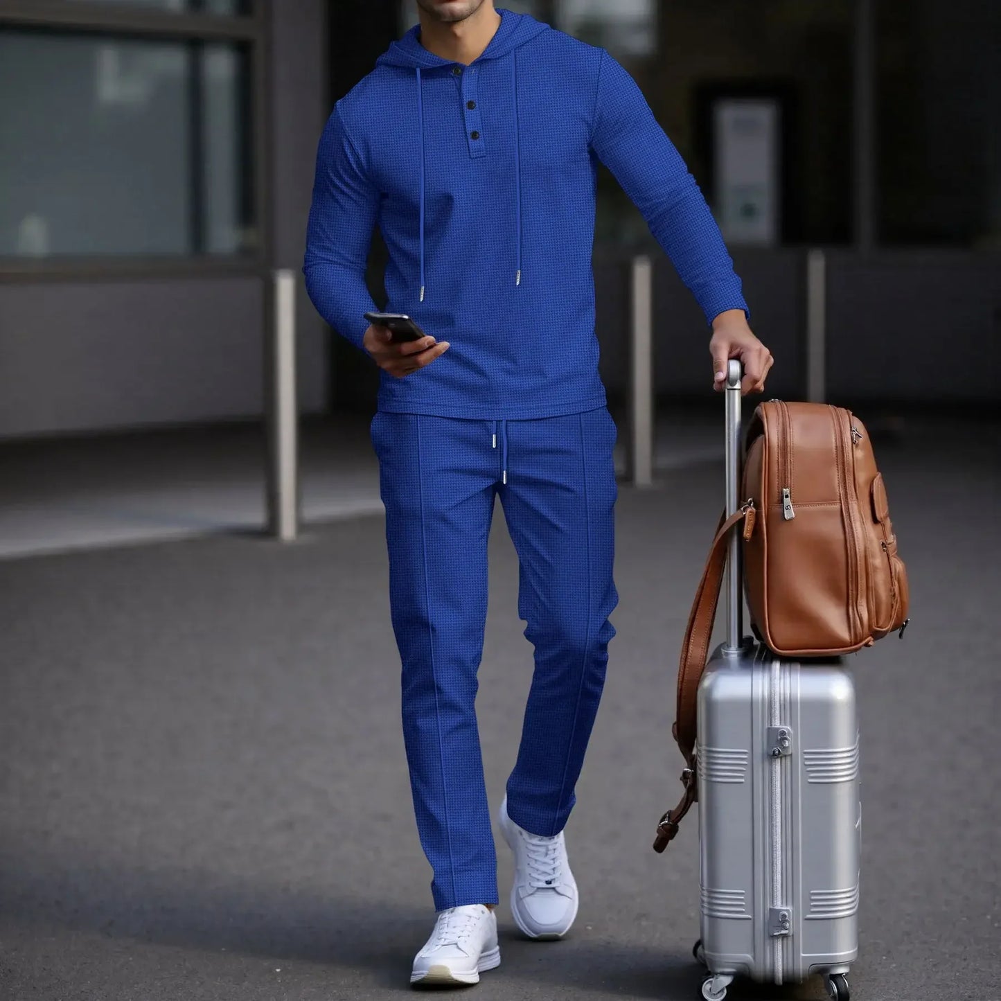 Conjunto Manchester™ em Algodão Texturizado com Capuz e Calça Slim