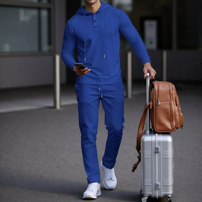 Conjunto Manchester™ em Algodão Texturizado com Capuz e Calça Slim