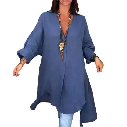 Camisa Despojada Hillary™ em Algodão Suave / Elegância Casual e Conforto para o Seu Dia a Dia!